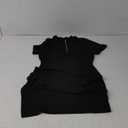 Women Summer Ribbed Bodycon Dress Short Sleeve Zipper Front Casual Mini Dresses (XX-Large, Black)