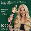 Infrared Thermal Brush 2-in-1 Curling Straightening Round Brush 1.5 Inch Heated Round Brush 6 Heat Settings Dual Voltage Styler Sleek Shiny Results Salon Styler Women Gifts Pink