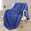 Exclusivo Mezcla Fleece Throw Blanket for Couch, Extra Large Fuzzy Cobalt Blue Bed Blankets, Soft Cozy Plush Sofa Throws for All Seasons, 50x60 Inches