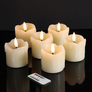 Girimax Ivory Dripping Wax Flameless Votive Candles with Remote, Flickering Halloween LED Battery Candles Set of 6