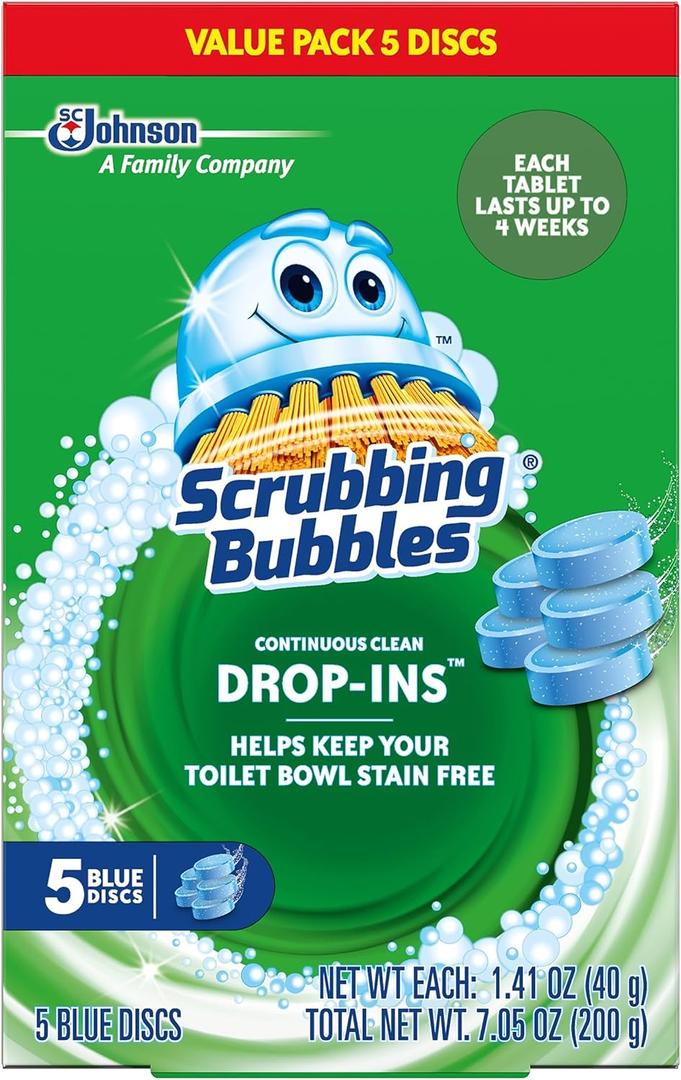 Scrubbing Bubbles Toilet Bowl Tablets, Continuous Clean Toilet Drop In Discs, Each Tablet Provides 4 Weeks of Protection Against Stains and Build Up, 5 Count (Pack of 1)
