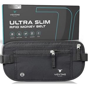 Travel Money Belt & Passport Holder - RFID Blocking Slim Travel Wallet & Fanny Pack for Men and Women - Essential Travel Pouch for Cash, Credit Cards, and Documents