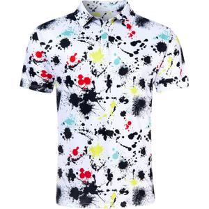 uideazone Mens Golf Shirt Dry Fit Athletic Polo Shirts Moisture Wicking Performance 3D Print Short Sleeve (White, XXL)