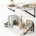 Deep Floating Shelves, 12 Inch Deep Floating Shelves for Wall, 24"W x 12"D Wall Shelves for Books, Rustic White Wooden Shelves, Large Wide Display Shelf for Bathroom, Living Room, Bedroom, Set of 2