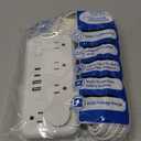 Flat Extension Cord 25 FT, NTONPOWER Long Surge Protector Power Strip, 10 Outlets 4 USB Ports (2 USB C), 3 Side 3 Prong & 2 Prong, 2700J, Overload Protection, Flat Plug Wall Mount, White, SurgePro