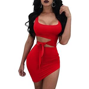 GOBLES Womens Sexy Bodycon Cut Out Sleeveless Outfit Mini Club Tank Dress Size XS