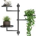 Rotating Wall Plant Shelves Plant Shelf for Window 3-Tier Metal Wall Plant Holder for Multiple Plants with Hanging Indoor Home Decor