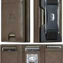 furid Leather Trifold Wallet for Men Slim: Rfid Thin Front Pocket Credit Card Holder - Minimalist Wallets with Metal Plates and Cash Band - Gift for Men Husband Father at Anniversay Brithday