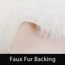 Latepis High Pile Faux Fur Area Rug, 5 x 8 ft, White, Fluffy Rug for Bedroom, Living Room, Playroom, Nursery, 5 x 8 ft Rectangle