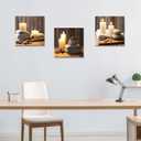LZIMU Zen Canvas Wall Art 3 Panels Stone Candle and Bath Towel Picture Prints for SPA Meditation Room Bathroom Decor Framed (Zen-1, 12"x12"x3P)