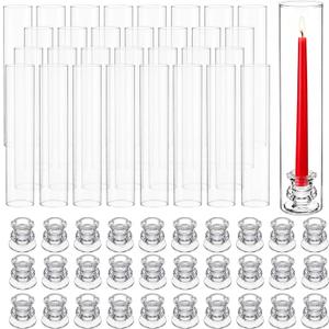 Glass Hurricane Candle Holders 30pcs Candlestick Holders Glass Hurricane Candle Holders Open Ended Candlestick Tubes
