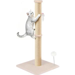 Peluomoz 36 Inch Tall Cat Scratching Post – Sisal Cat Scratcher for Indoor Cats, Large Vertical Scratch Post, Sturdy Cat Scratch Pole Tower, Modern Cat Furniture for Kittens & Adults (Beige)