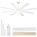VIVOHOME 72 inch Ceiling Fans with Lights, Flush Mount Large Ceiling Fan with Remote Outdoor Indoor, for Living Room, Bedroom, Patios, 6+1 Speeds Reversible, 3CCT, Dimmable, Timer, White