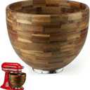 5 Qt Solid Wood Mixing Bowl Compatible with KitchenAid Tilt-Head Stand Mixer, Handcrafted Natural Wooden Bowl for 4.5-5 Qt K45SS KSM75 KSM150, Ideal for Bread Dough & Salads (Light Brown)