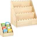 Scalloped Book Shelf, 3 Tier Scalloped Bookshelf, Open Front Facing Bookshelves Durable Bookcase Book Organizer for Classroom Nursery Room, Bedroom,Playroom, (Wooden,16.5 * 16.5 * 10.6in)