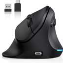 AUTLEY Ergonomic Mouse for Large Hands, Rechargeable Vertical Mouse, 2.4GHz Wireless Computer Mouse for Windows/macOS - 6 Buttons, Low Power Warning, 800/1200/1600 DPI, Black
