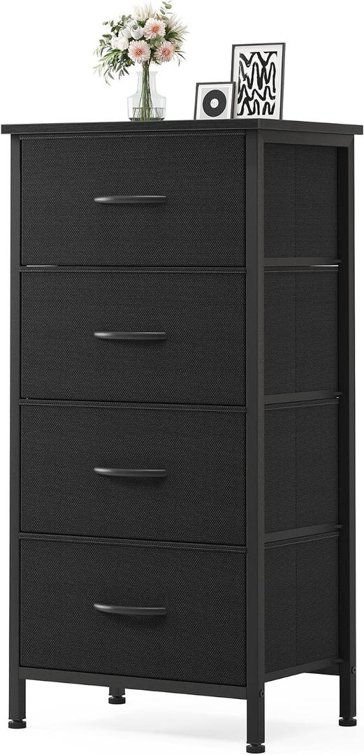 Sweetcrispy 4 Drawer Dresser, Tall Storage Cabinet for Bedroom and Closet, 17.7"D x 11.8"W x 37"H