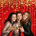 Red Carpet Curtain Hollywood Christmas Backdrop Photography Background Red and Gold Star Backdrops for Golden NYE Xmas VIP Prom Party Decorations Indian Wedding Bday Banner Photo Shoot Backdrop 10x7ft