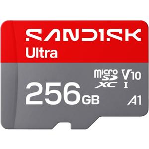 SANDISK 256GB Ultra microSD UHS-I Card - Up to 195MB/s Read Speed, Full HD Video, V10, U1, C10, A4 - SDSQUJQ-256G-GZ6MA