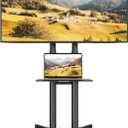 BONTEC Mobile TV Stand with Tilt Function, Rolling TV Cart for 3285 Inch LED LCD OLED Flat & Curved TVs, Portable Stand with Laptop Shelf, Locking Wheels, Max VESA 600x400mm, 121 lbs Capacity, Black