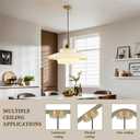 Milk Glass Pendant Light: Mid Century Modern Gold Brass Pendant Light Fixture Dining Table Bedroom - Height Adjustable White Glass Shade Hanging Lamp for Kitchen Island