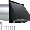 6 Inch Hooded Wall Vent with Screen and Damper,6 Inch Wall Exhaust Vent Cover Dryer Ventilation Cap Exterior for Kitchen Range Hood Air Exhaust, External Extractor w/Non Return Flap, Galvanized Steel (Black)
