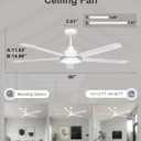 Ohniyou 60'' Ceiling Fan with Lights, Industrial Ceiling Fan with 5 Aluminum Blades, App/Remote Controlled, Dimmable, for Outdoor Patio, Living Room, White