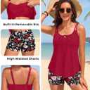 Daci Red and Floral Women’s Tankini Swimsuits - 2 Piece Tummy Control Bathing Suit Modest Flowy Swimwear with Boy Shorts 2026 XL (Red, XXL)