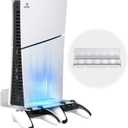 Wall Mount Compatible with PS5 Slim/PS5 Pro/PS5 Console & Controllers, Aluminium Wall Mount Kit for All PS5 Models, Wall Stand for PS5 Original, Saving Space Enhance Heat Dissipation, Silver