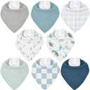 CIVARUA KIDS Muslin Baby Bibs 8 Pack, Baby Bandana Drool Bib for Drooling and Teething, Cotton Soft Absorbent for Girls Boys