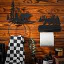 Funrous 2 Pcs Bear Toilet Paper Holder Bear Towel Ring Holder for Bathroom Black Bathroom Cabin Decor Holders with Shelf Rustic Wall Mount Forest Farmhouse Towel Rack for Home Kitchen