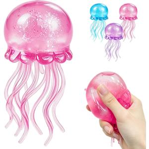 Jellyfish Squeeze Toy,2.16inch Jellyfish Squishy Malt Sugar Balls Filled Squishy Sensory Fidget Toy,Ultra Soft Moldable Slow Rise Stress Relief Toy for Adults Anxiety Relief(Pink)