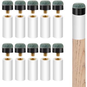 Pimoys 20 Sets Billiard Cues Tips Replacement Kit with White Pool Cue Stick Ferrules, Screw On Pool Cue Tips Pool Stick Tips, 12mm(Blue)