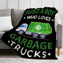 Just A Boy Who Loves Garbage Trucks Blanket Gifts for Garbage Truck Lover 40 x 50 Inch for Kid,Garbage Truck Fannel Fleece Throw Blanket Super Soft Throws Blanket for Bed Couch Sofa
