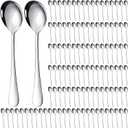 Nuogo 200 Pieces Soup Spoons Stainless Steel Round Soup Spoons Bulk Mirror Polished Silverware for Bouillon Dessert Cereal Ramen Pho Wonton Dumpling Noodles Home Restaurant Kitchen, Dishwasher Safe