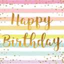 Funnytree Colorful Happy Birthday Backdrop Rainbow Stripes Bday Kid Girl Baby Shower Party Banner Decoration Supplies Favors Gifts Table Photography Background Photobooth Prop