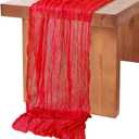 MODFUNS Gauze Cheesecloth Table Runner Red Boho Table Runners 36" X10ft Cotton Cheese Cloth Runners 120 Inch Wedding Runner for Table Vintage Gauze Centerpiece for Party Banquet Wedding Ceremony