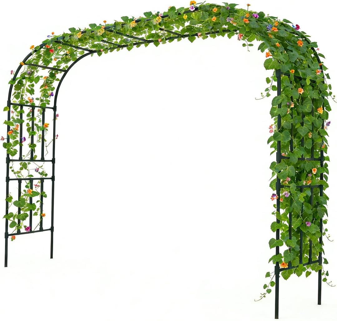Twira Square Tube Garden Arch Trellis 10.5ft x 1.6ft x 8.2ft, Extra Tall Wide PE-Coated Metal Arbor for Climbing Plants Outdoor, Large Wedding Arch for Ceremony, Archway, Party, Lawn Decoration Black