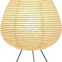 Bedside Table Lamp Paper and Chrome Standing Lamp Room Decoration Festival Lantern Light Nightstand Desk Lamp Bedroom Dresser Living Kids Room College Dorm Coffee (White, 19.7"x11"x11")