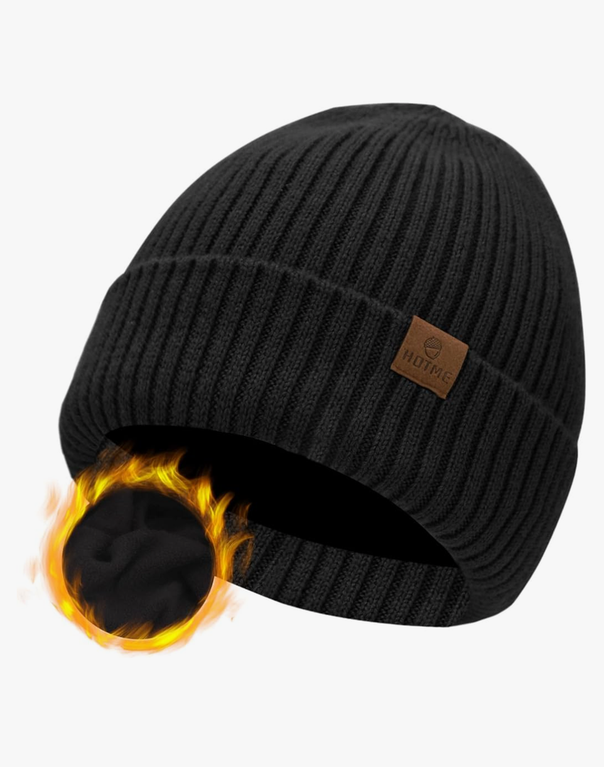 ZTL Merino Wool Beanie Hat for Men Women, Thick Warm Fleece Lined Knit Winter Hats Cuffed Beanie Stocking Hat Ski Skull Cap L