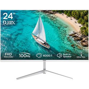 24 Inch White Computer Monitor, FHD 1080P, 100Hz | Frameless PC Monitor, Built-in Speaker, 98% sRGB, FreeSync, Eye Care, 4000:1 Contrast Ratio, HDMI & DP, VESA Mountable