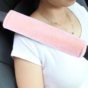 Amooca Soft Faux Fur Universal Fit Seatbelt Cover Car Truck SUV Airplane Seat Belt Shoulder Pad for Carmera Backpack Straps Neck Cushion Protector 2 Pack 10.5in Nude Pink