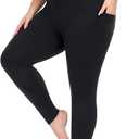 Plus Size Leggings for Women with Pockets-Stretchy Yoga Pants Tummy Control High Waist Workout Leggings (Black, XL)