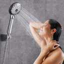 HOPOPRO High Pressure Handheld Shower Head Set with 59 Inch Stainless Steel Hose Adjustable Overhead Bracket, Leak-Resistant Design, Bonus Teflon Tape, Rubber Washers