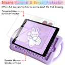 WESADN for iPad 9th Generation Case iPad 8th 7th Generation Cases 10.2 inch for Kids Girls with Screen Protector Shoulder Strap Kickstand Cute Rabbit Silicone Cover for iPad 10.2 Case Purple