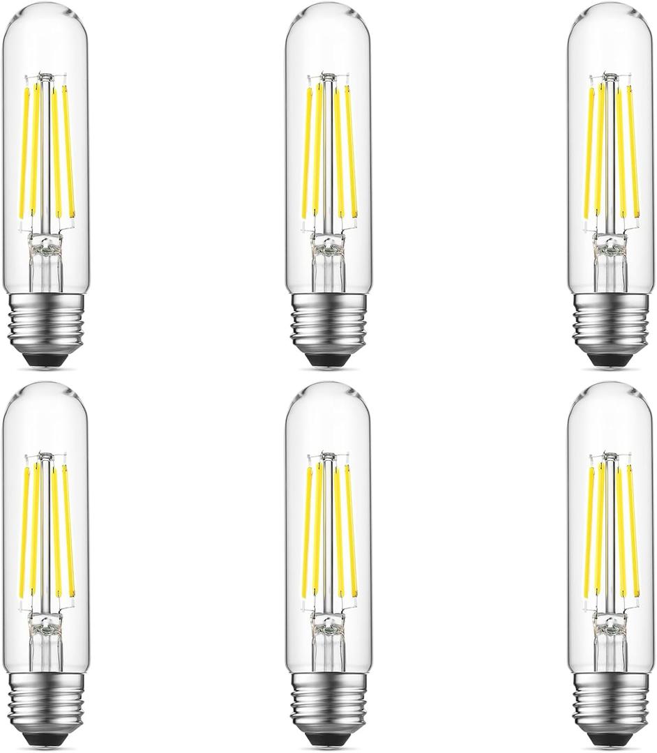 Gozelux E26 LED Bulb 6W Equal 60 Watt Light Bulbs Daylight 5000K E26 Edison Bulb AC120V 750lm Dimmable 5 Inch Long Tubular T10 LED Bulb for Rustic Pendant, Chandeliers, Wall Sconces, Pack of 6