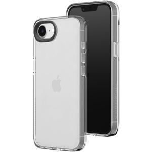 RhinoShield Crystal Clear Case Compatible with iPhone 17e / 16e | Advanced Yellowing Resistance, High Transparency, Protective and Customizable Clear Phone Case - Black Camera Ring