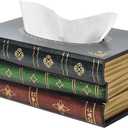 Crafted Classical Retro Wooden Antique Book Tissue Box,Book Kleenex Box Dispenser Paper Cover Case Napkin Holder Home Decor for Bathroom Living Room Office car Kitchen (Green)