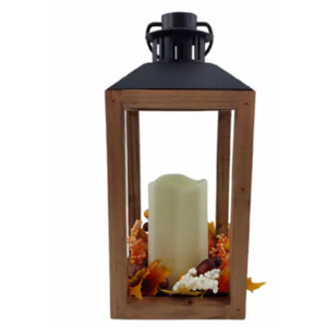 Holiday Home LED Lantern With Floral Trim