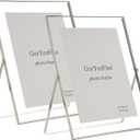 Silver 8x10'' Floating Frame Set of 2, For Photo Sizes ( 4x6'' 5x7'',6x8'' upto 8x10''), Metal Lace Edge Frames for Tabletop/Shelf Photo Frame, Classy Gift Choice for Wedding, Thanksgiving,, 8x10''For 7x9''2PK